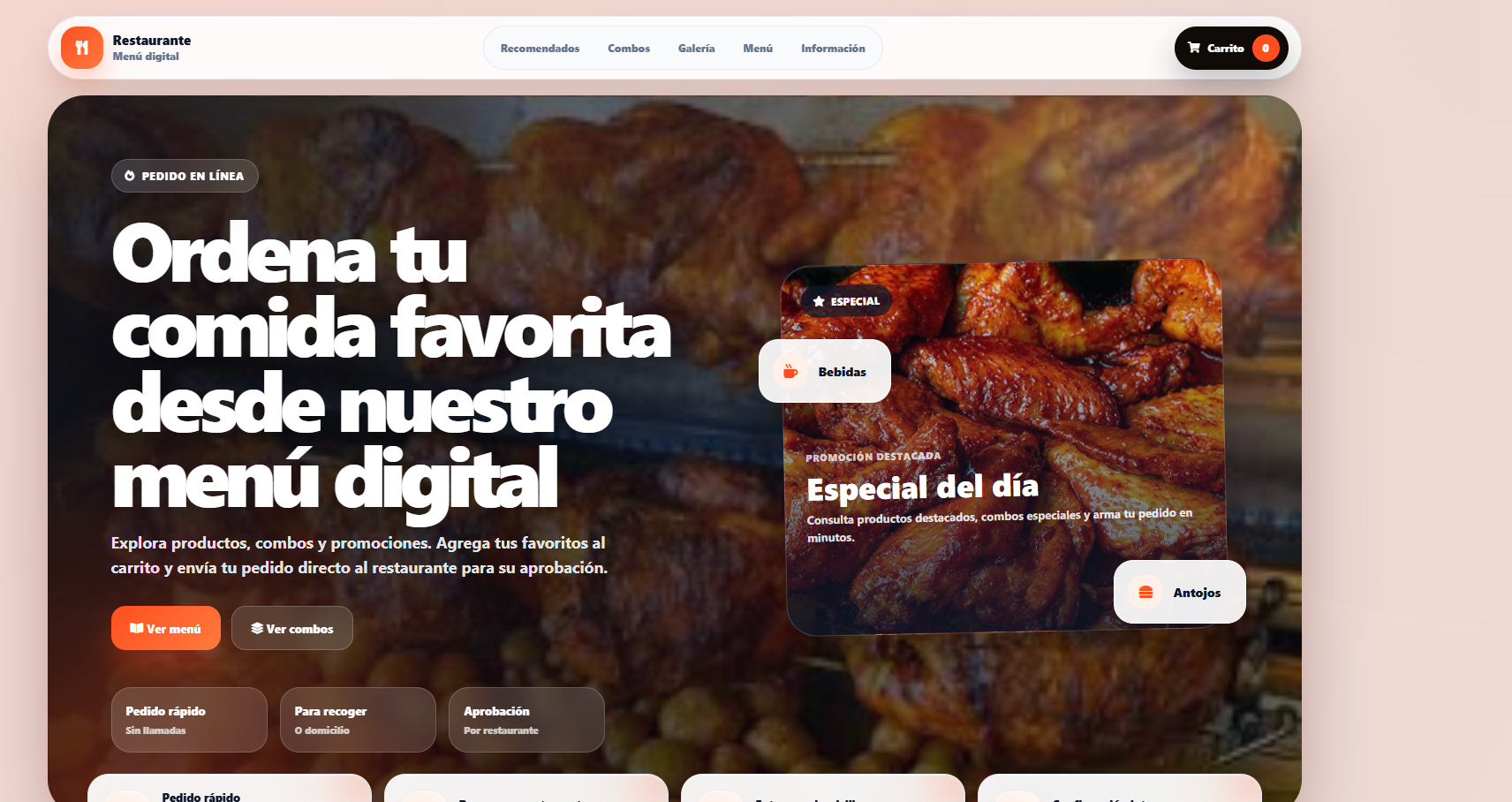 Menú digital para pedidos web de OrdenPerfecta